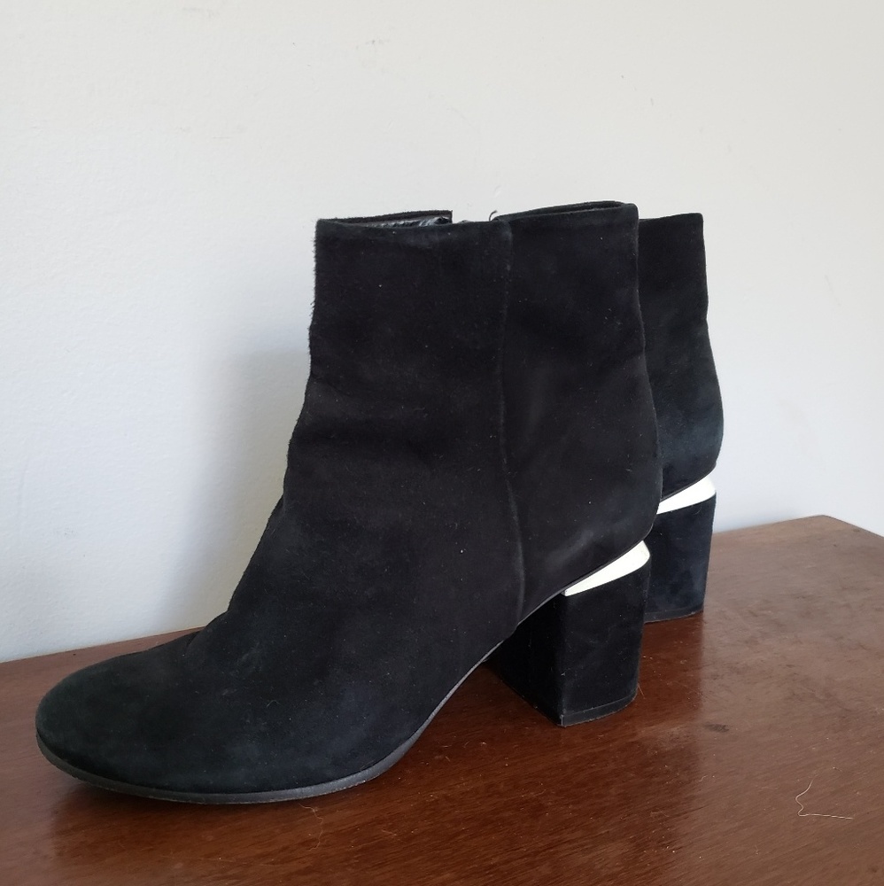 Tory Burch Jones Suede Ankle Bootie Black White